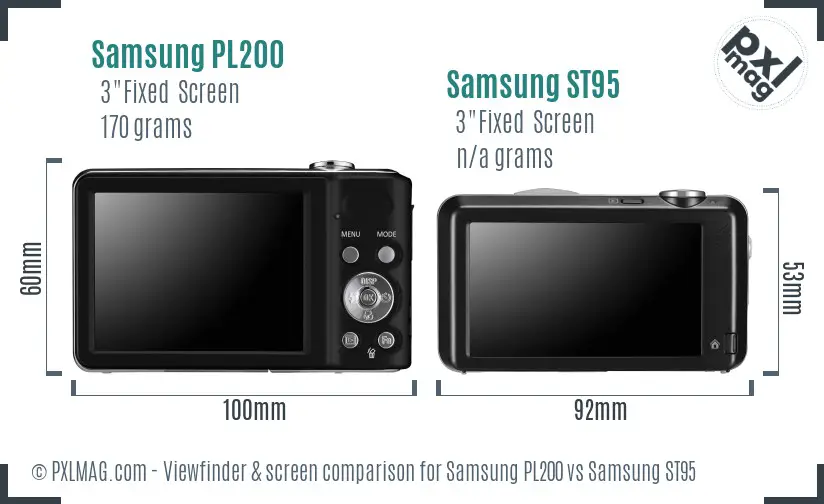 Samsung PL200 vs Samsung ST95 Screen and Viewfinder comparison