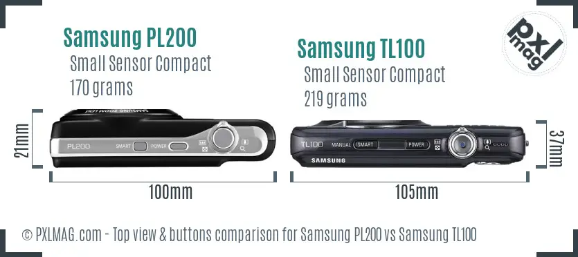 Samsung PL200 vs Samsung TL100 top view buttons comparison