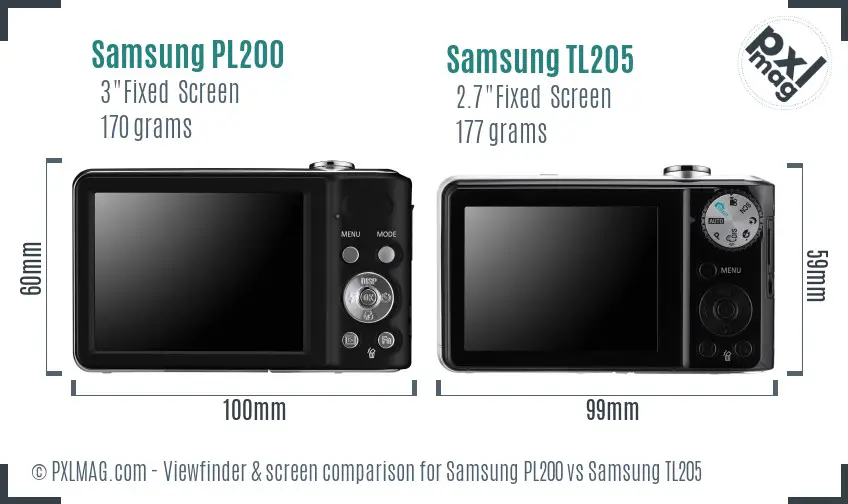 Samsung PL200 vs Samsung TL205 Screen and Viewfinder comparison