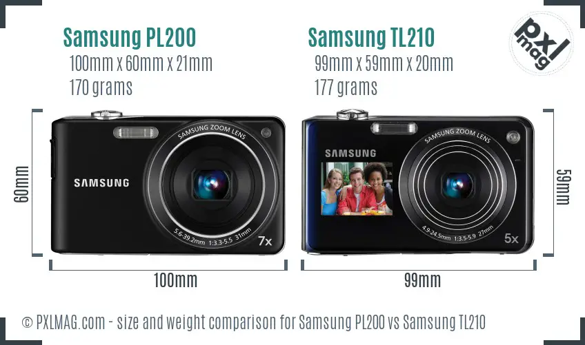 Samsung PL200 vs Samsung TL210 size comparison