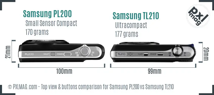 Samsung PL200 vs Samsung TL210 top view buttons comparison