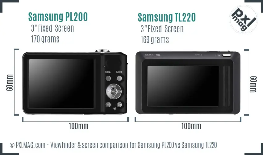 Samsung PL200 vs Samsung TL220 Screen and Viewfinder comparison