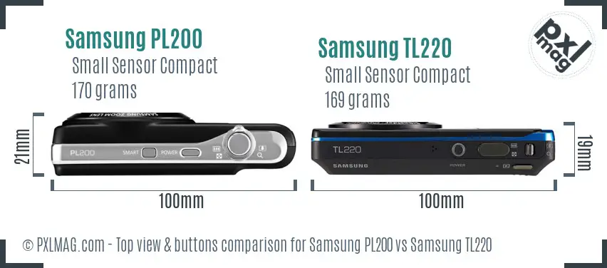 Samsung PL200 vs Samsung TL220 top view buttons comparison