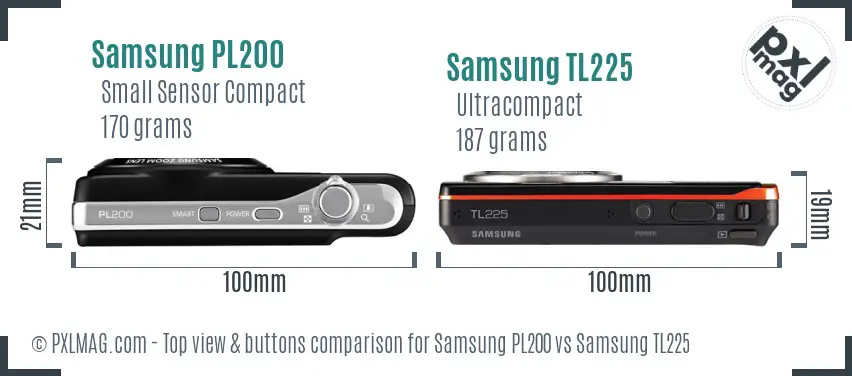 Samsung PL200 vs Samsung TL225 top view buttons comparison