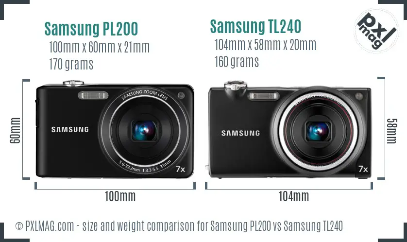 Samsung PL200 vs Samsung TL240 size comparison