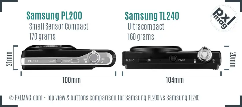 Samsung PL200 vs Samsung TL240 top view buttons comparison