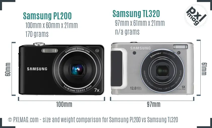 Samsung PL200 vs Samsung TL320 size comparison