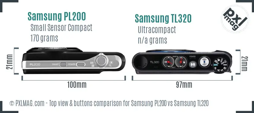 Samsung PL200 vs Samsung TL320 top view buttons comparison
