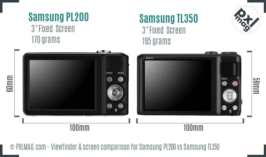 Samsung PL200 vs Samsung TL350 Screen and Viewfinder comparison