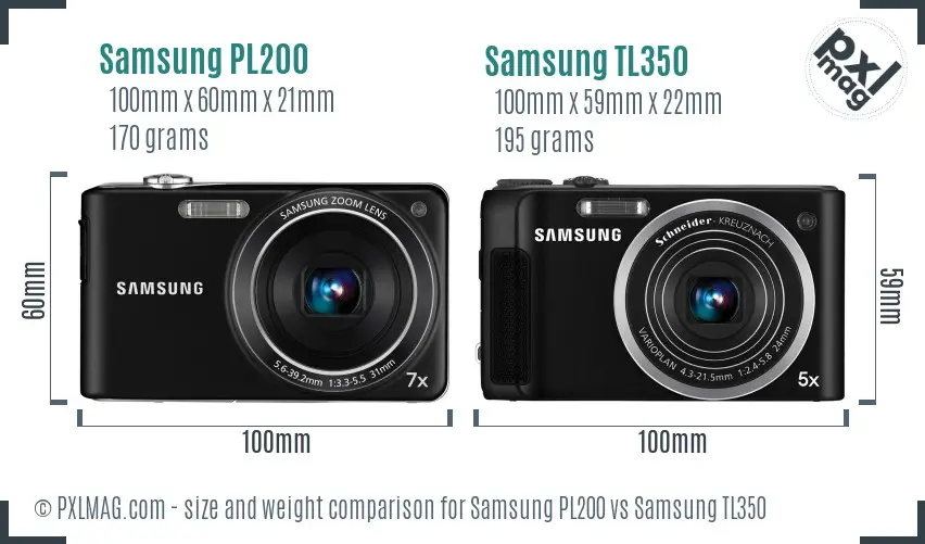 Samsung PL200 vs Samsung TL350 size comparison