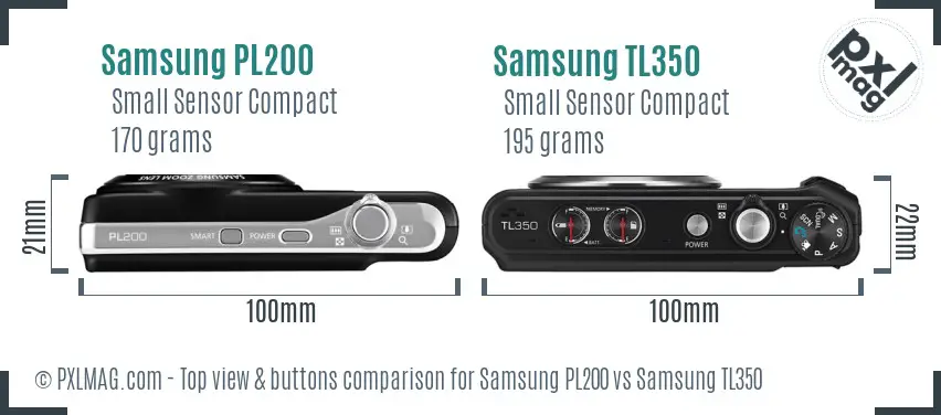 Samsung PL200 vs Samsung TL350 top view buttons comparison