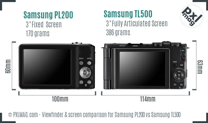 Samsung PL200 vs Samsung TL500 Screen and Viewfinder comparison