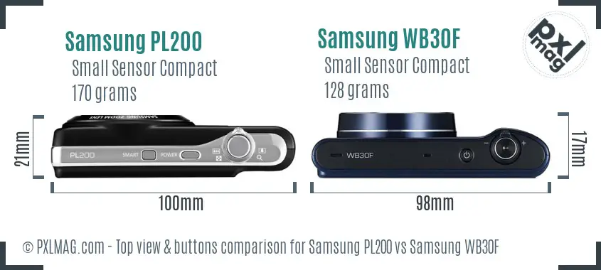 Samsung PL200 vs Samsung WB30F top view buttons comparison
