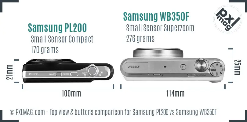 Samsung PL200 vs Samsung WB350F top view buttons comparison