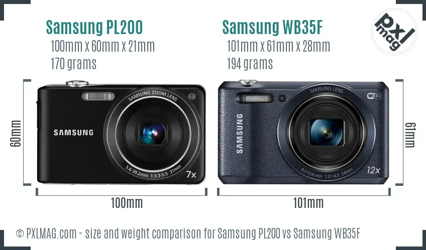 Samsung PL200 vs Samsung WB35F size comparison