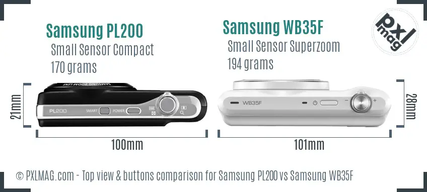 Samsung PL200 vs Samsung WB35F top view buttons comparison