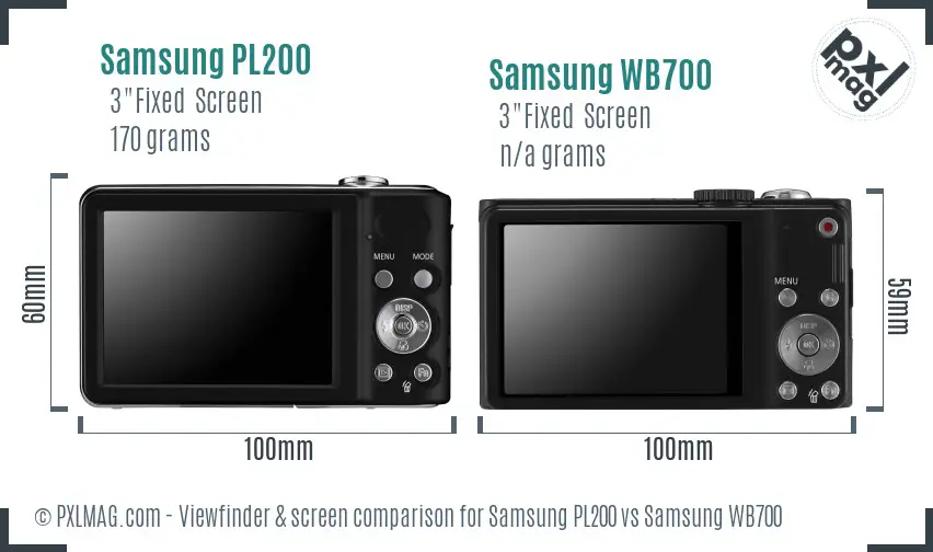 Samsung PL200 vs Samsung WB700 Screen and Viewfinder comparison