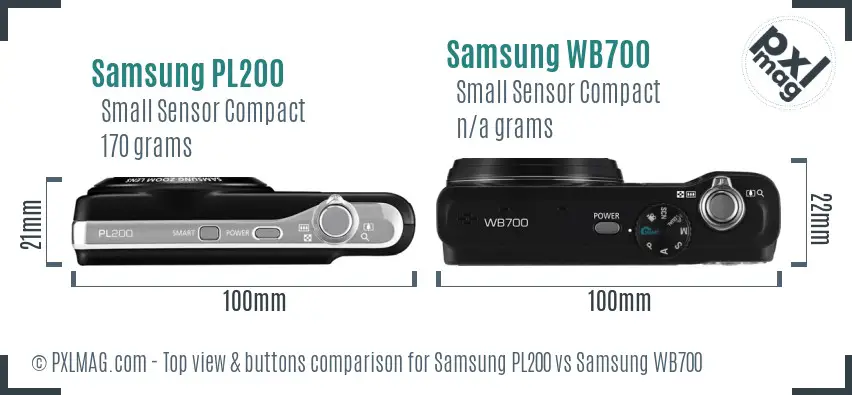 Samsung PL200 vs Samsung WB700 top view buttons comparison