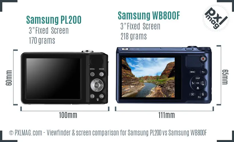 Samsung PL200 vs Samsung WB800F Screen and Viewfinder comparison