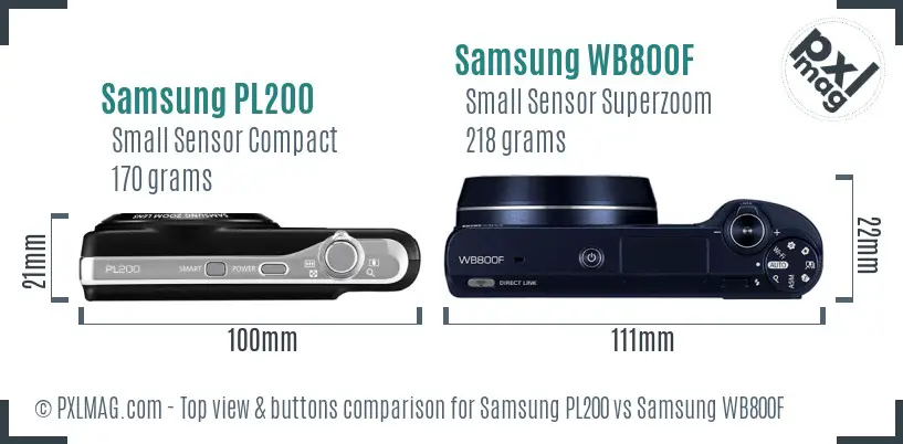Samsung PL200 vs Samsung WB800F top view buttons comparison