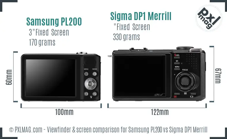 Samsung PL200 vs Sigma DP1 Merrill Screen and Viewfinder comparison