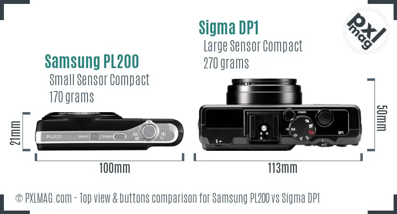 Samsung PL200 vs Sigma DP1 top view buttons comparison