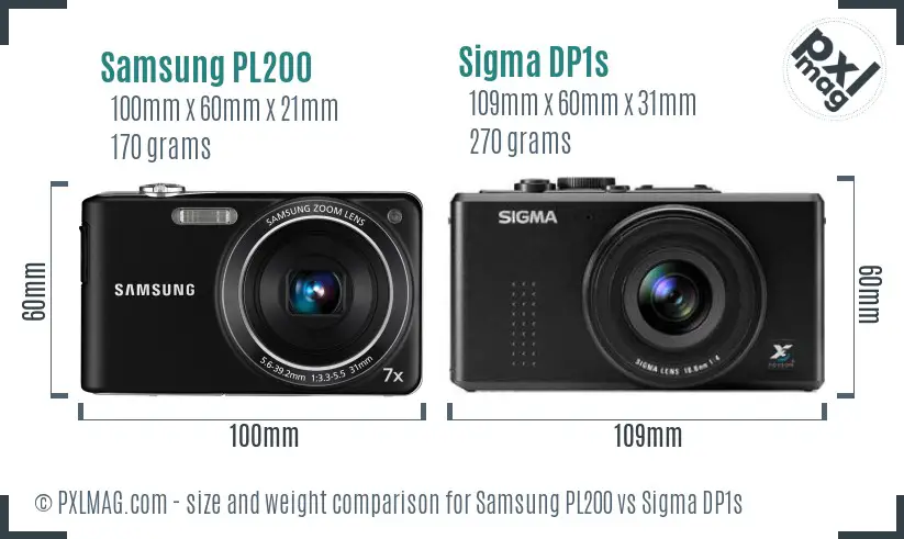 Samsung PL200 vs Sigma DP1s size comparison