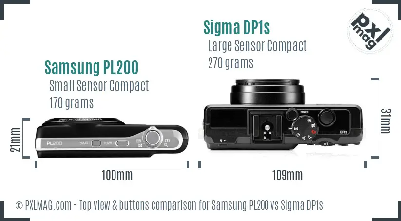 Samsung PL200 vs Sigma DP1s top view buttons comparison