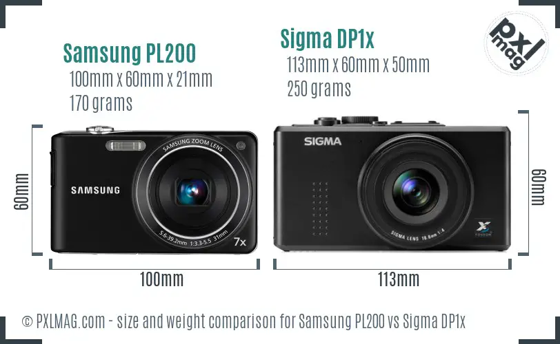 Samsung PL200 vs Sigma DP1x size comparison
