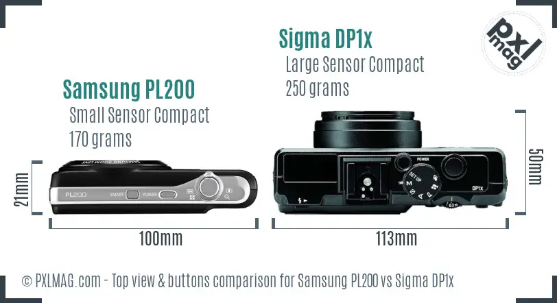Samsung PL200 vs Sigma DP1x top view buttons comparison