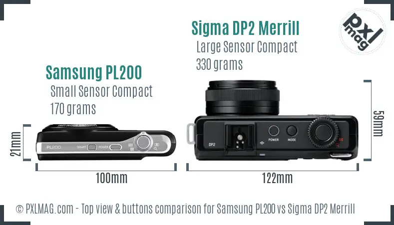 Samsung PL200 vs Sigma DP2 Merrill top view buttons comparison