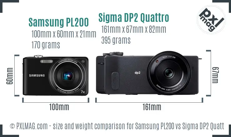 Samsung PL200 vs Sigma DP2 Quattro size comparison