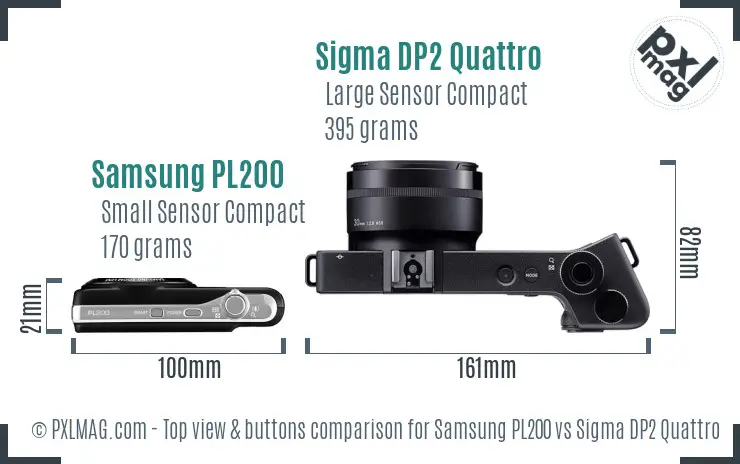 Samsung PL200 vs Sigma DP2 Quattro top view buttons comparison