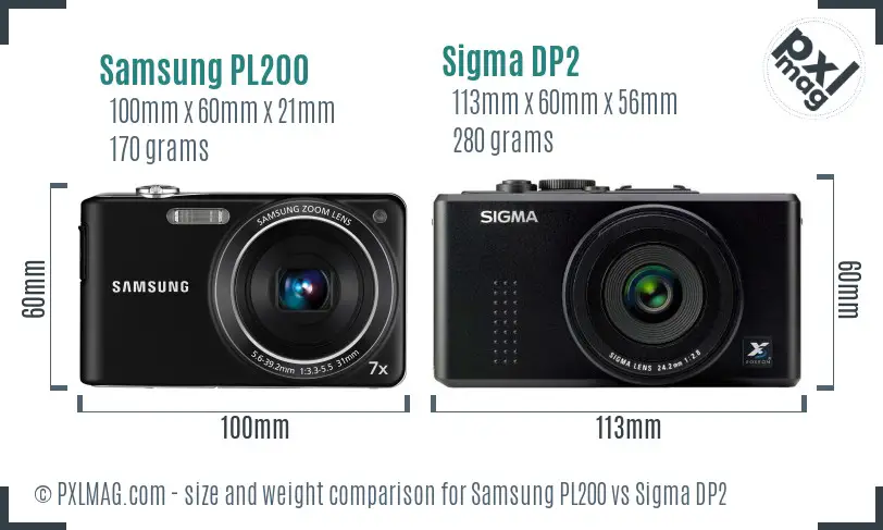 Samsung PL200 vs Sigma DP2 size comparison