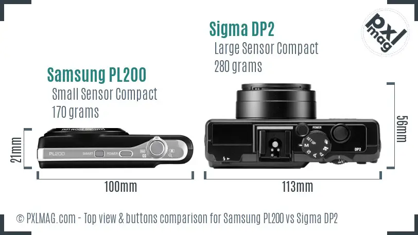 Samsung PL200 vs Sigma DP2 top view buttons comparison