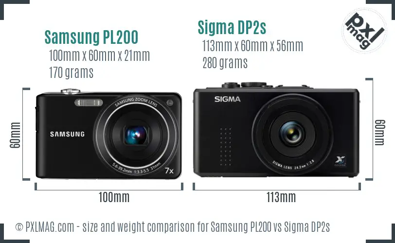 Samsung PL200 vs Sigma DP2s size comparison