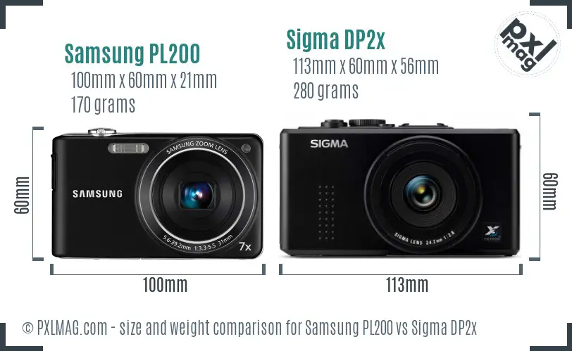 Samsung PL200 vs Sigma DP2x size comparison