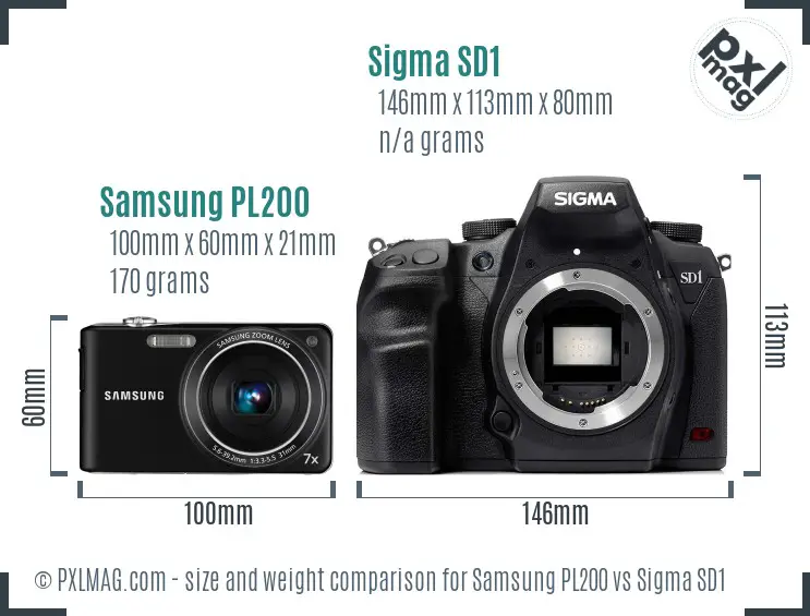Samsung PL200 vs Sigma SD1 size comparison