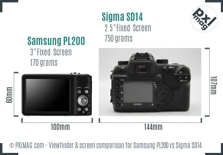 Samsung PL200 vs Sigma SD14 Screen and Viewfinder comparison