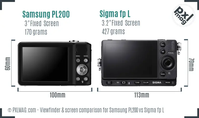 Samsung PL200 vs Sigma fp L Screen and Viewfinder comparison