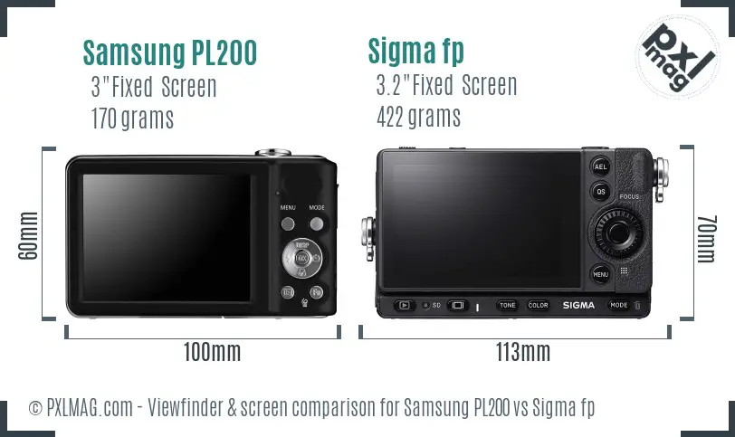 Samsung PL200 vs Sigma fp Screen and Viewfinder comparison