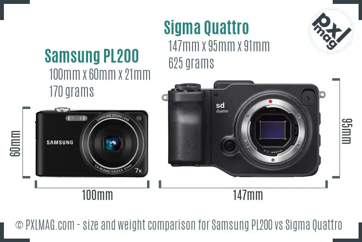 Samsung PL200 vs Sigma Quattro size comparison