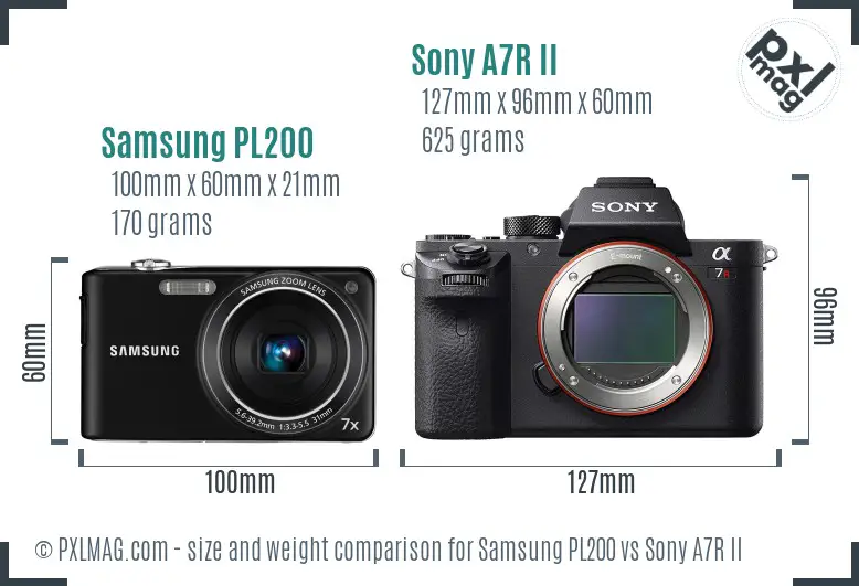 Samsung PL200 vs Sony A7R II size comparison