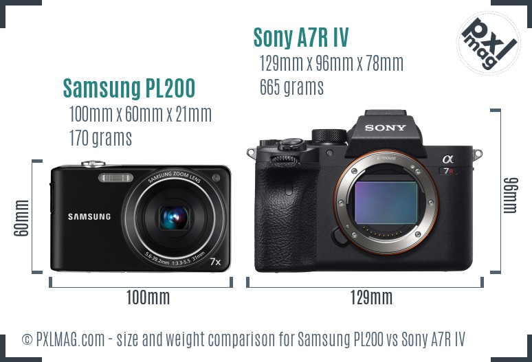 Samsung PL200 vs Sony A7R IV size comparison