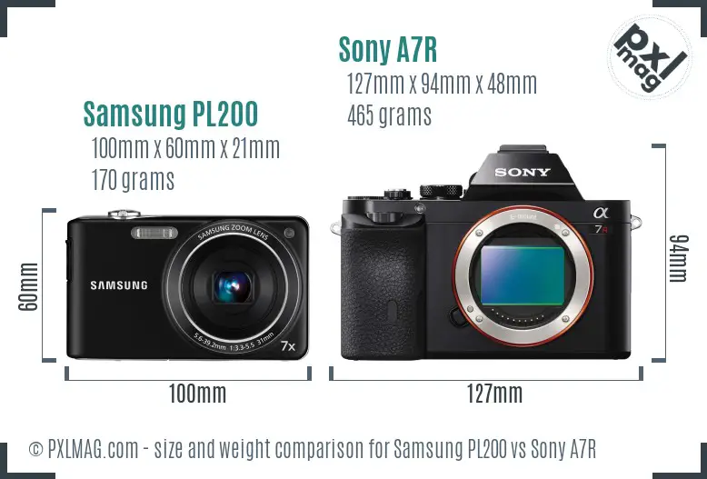 Samsung PL200 vs Sony A7R size comparison