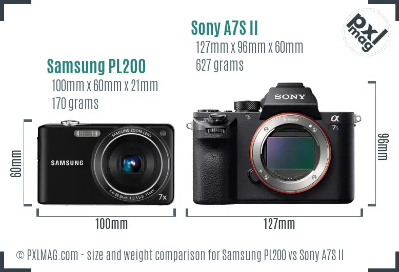 Samsung PL200 vs Sony A7S II size comparison