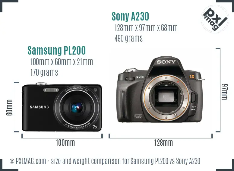 Samsung PL200 vs Sony A230 size comparison Samsung PL200 vs Sony A230 size comparison