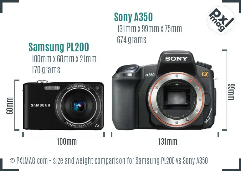 Samsung PL200 vs Sony A350 size comparison Samsung PL200 vs Sony A350 size comparison