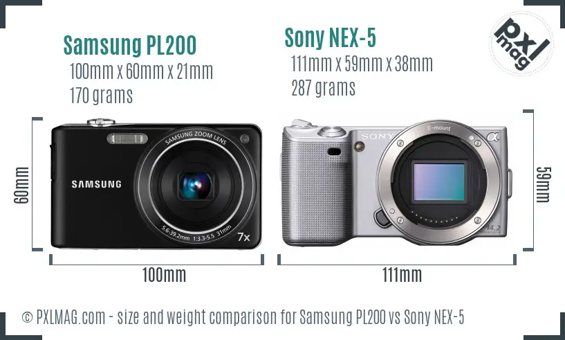 Samsung PL200 vs Sony NEX-5 size comparison Samsung PL200 vs Sony NEX-5 size comparison