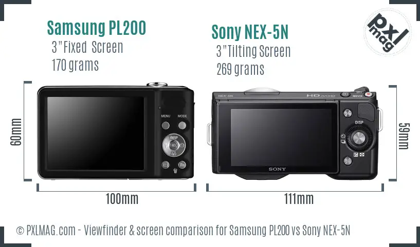 Samsung PL200 vs Sony NEX-5N Screen and Viewfinder comparison